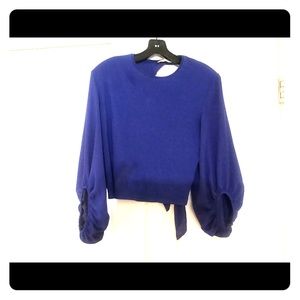 Zara open backed blue top